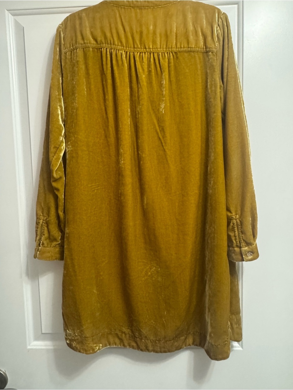 By Anthropologie Melody Velvet Tunic Dress Gold Chartreuse XS EUC - Picture 7 of 8